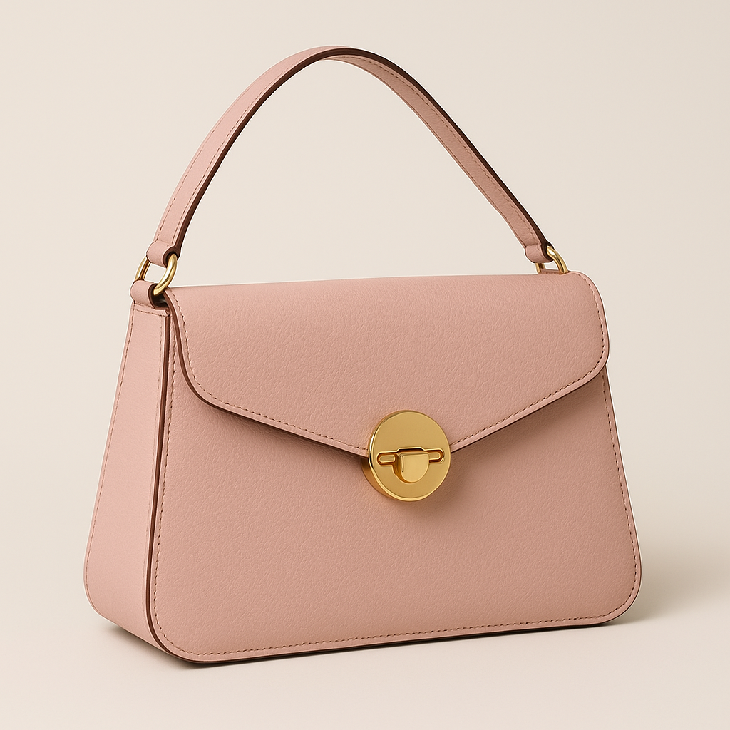 Pink leather handbag after professional restoration